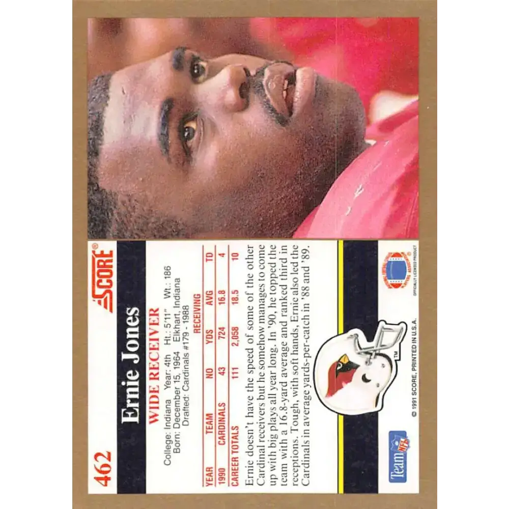 1991 Score #462 Ernie Jones EX Excellent Phoenix Cardinals Football Card - Football Card Single