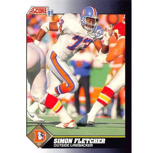 1991 Score #496 Simon Fletcher EX Excellent Denver Broncos Football Card