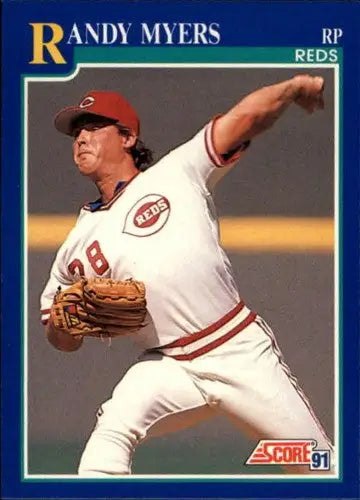 1991 Score Randy Myers baseball card with original gloss from Reds collection