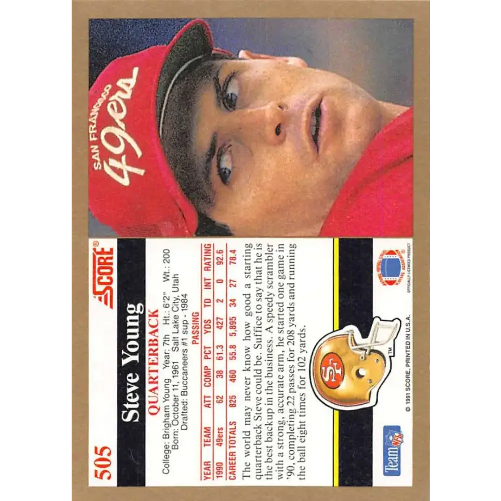 1991 Score #505 Steve Young EX Excellent San Francisco 49ers Football Card