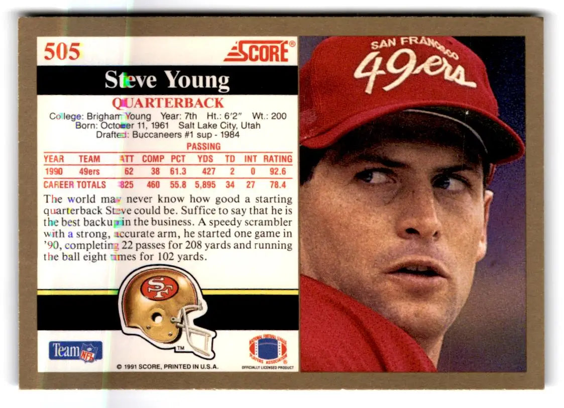 1991 1991 Score #505 Steve Young San Francisco 49ers FOOTBALL Cards - Football Card Single