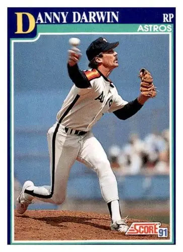 Original gloss Danny Darwin baseball card from 1991 Score #51 featuring Simply Sandoval