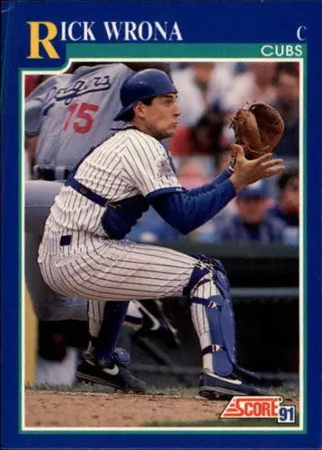 1991 Score Rick Wrona baseball card with original gloss, Rick Wrona NM-MT Cubs