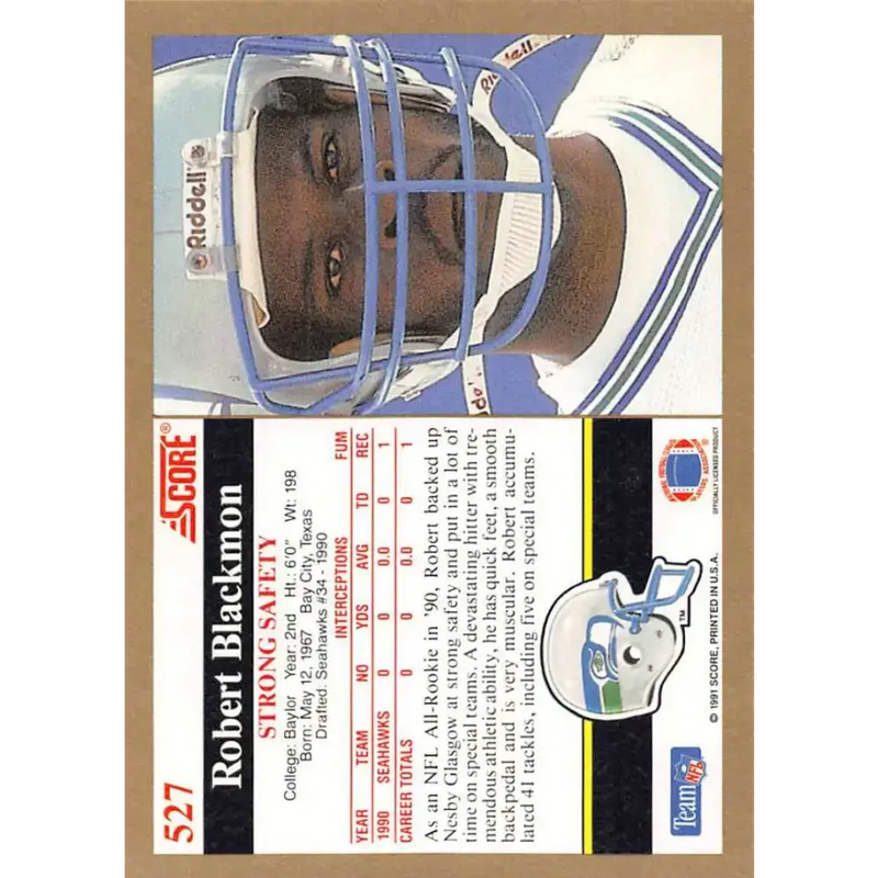 1991 Score #527 Robert Blackmon EX Excellent Seattle Seahawks Football Card - Football Card Single