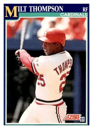 Original gloss Milt Thompson baseball card from 1991 Score #54 with Simply Sandoval branding