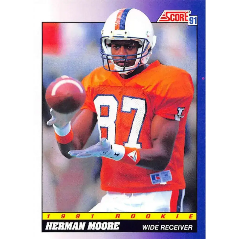 1991 Score #568 Herman Moore EX Excellent RC Rookie Virginia Cavaliers Football Card - Football Card Single