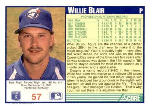 1991 Score #57 Willie Blair EX/NM - Baseball Card Single
