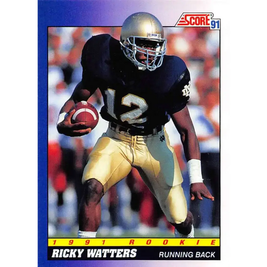 1991 Score #575 Ricky Watters EX Excellent RC Rookie Notre Dame Fighting Irish Football Card - Football Card Single