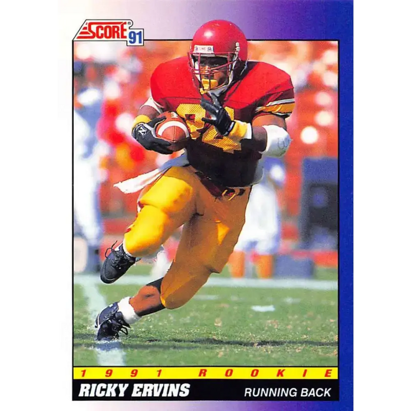 1991 Score #582 Ricky Ervins EX Excellent RC Rookie USC Trojans Football Card - Football Card Single