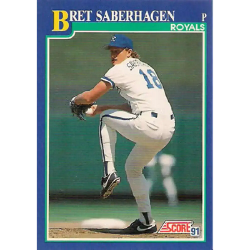 1991 Score #6 Bret Saberhagen UER NM-MT Kansas City Royals Baseball Card - Baseball Card Single