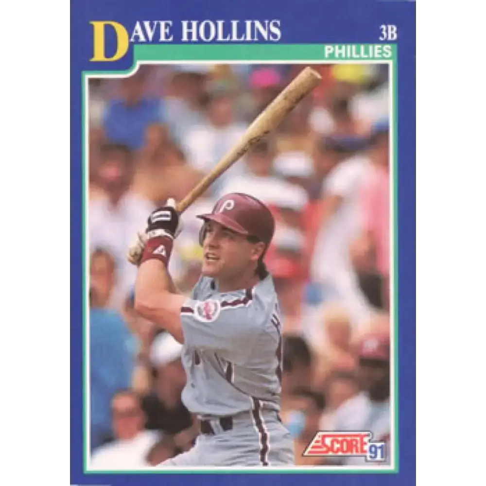 1991 Score #61 Dave Hollins NM-MT Philadelphia Phillies Baseball Card - Baseball Card Single
