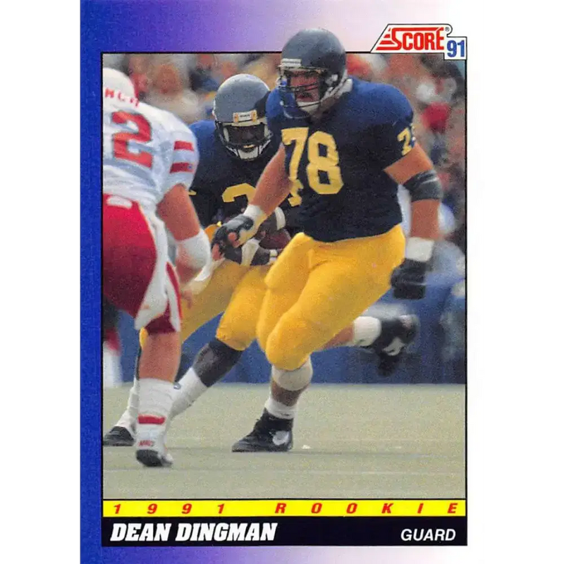 1991 Score #614 Dean Dingman EX Excellent RC Rookie Michigan Wolverines Football Card - Football Card Single