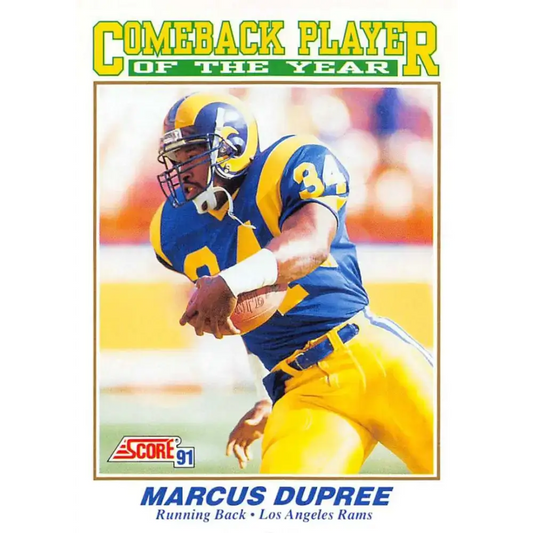 1991 Score #618 Marcus Dupree EX Excellent Los Angeles Rams Football Card - Football Card Single