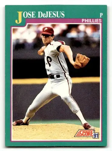 Original gloss Jose DeJesus Philadelphia Phillies baseball card from 1991 Score series