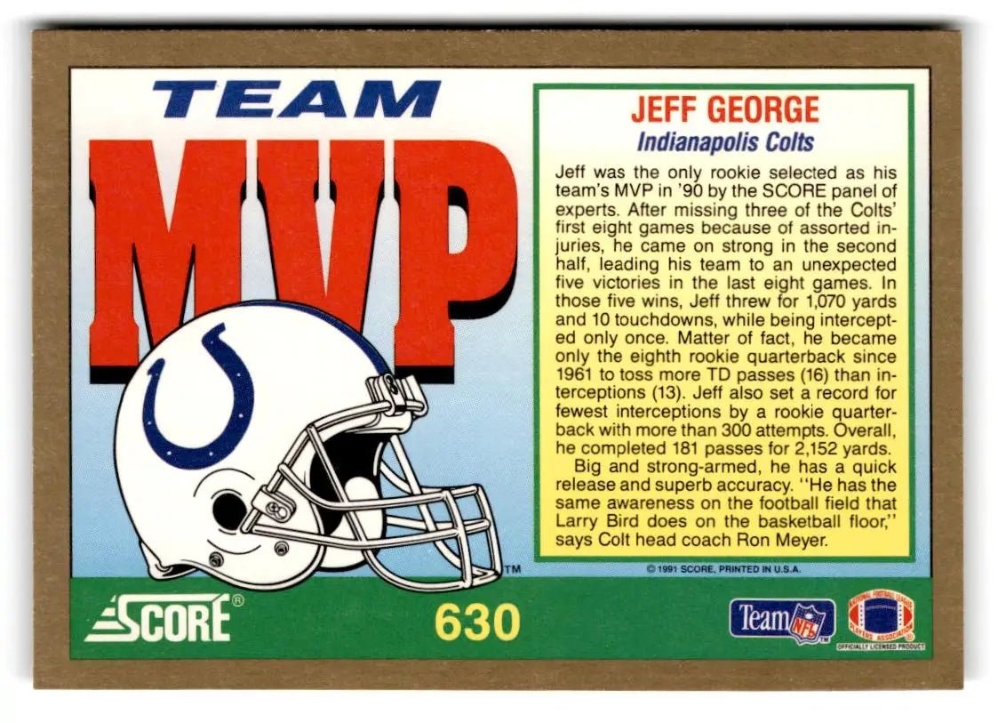 1991 Score #630 Jeff George - Football Card Single