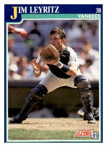 1991 Score Jim Leyritz baseball card with original gloss displayed in Simply Sandoval collection