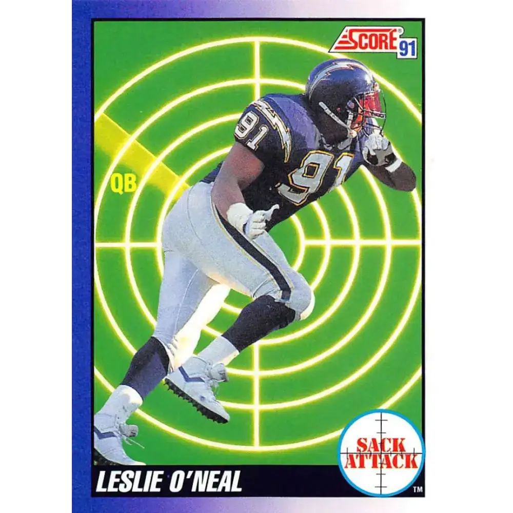 1991 Score #657 Leslie O’Neal EX Excellent San Diego Chargers Football Card - Football Card Single