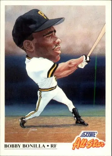 Original gloss Bobby Bonilla baseball card from 1991 Score #670 featuring Pirates player