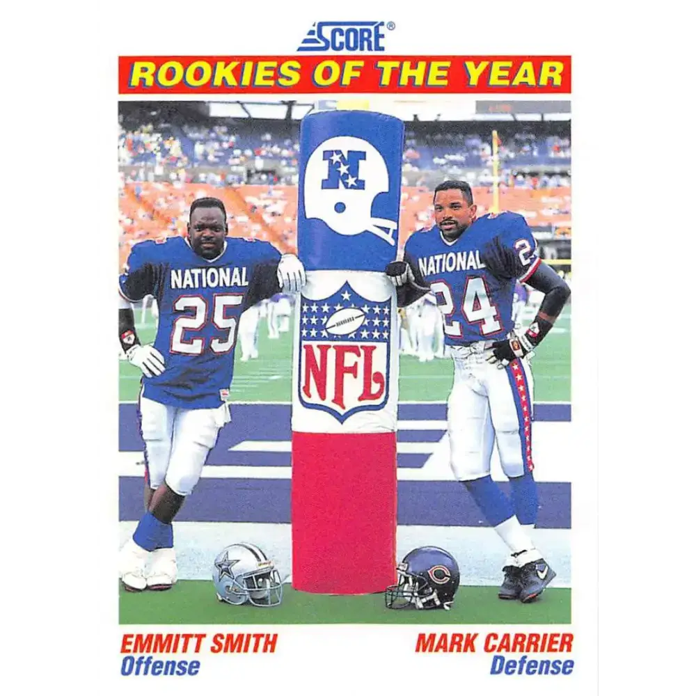 1991 Score #675 Emmitt Smith/Mark Carrier EX Excellent Dallas Cowboys/Chicago Bears Football Card - Football Card Single