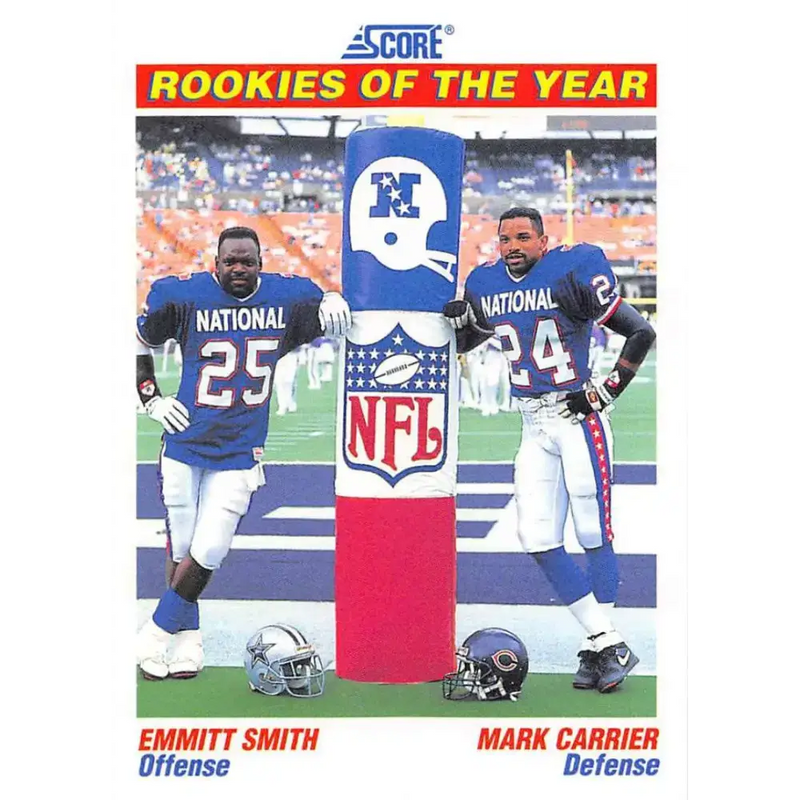 1991 Score #675 Emmitt Smith/Mark Carrier EX Excellent Dallas Cowboys/Chicago Bears Football Card - Football Card Single