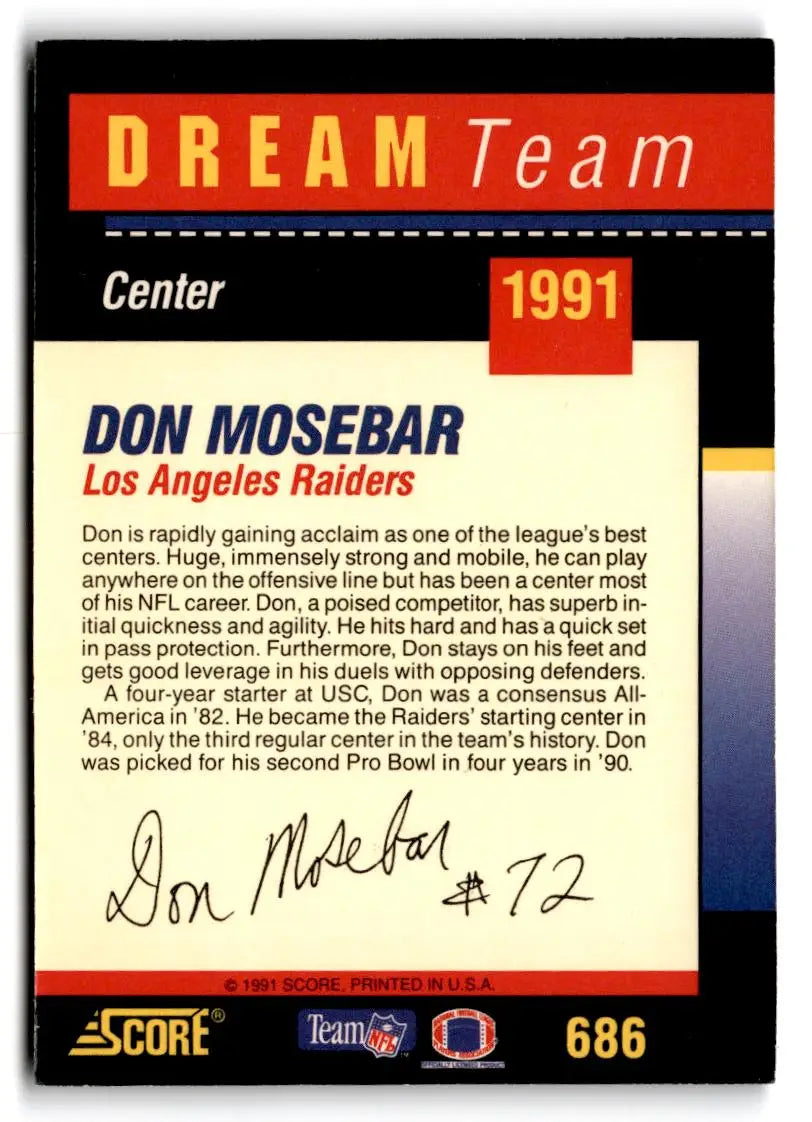1991 Score #686 Don Mosebar - Football Card Single