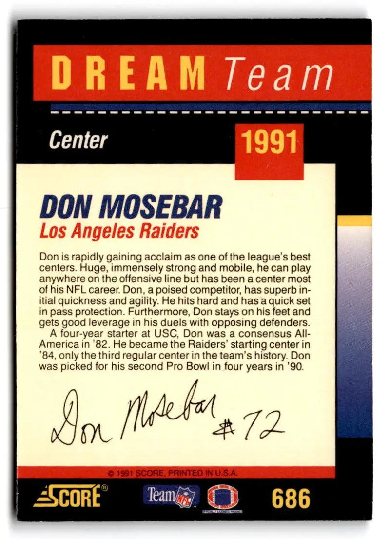 1991 Score #686 Don Mosebar - Football Card Single