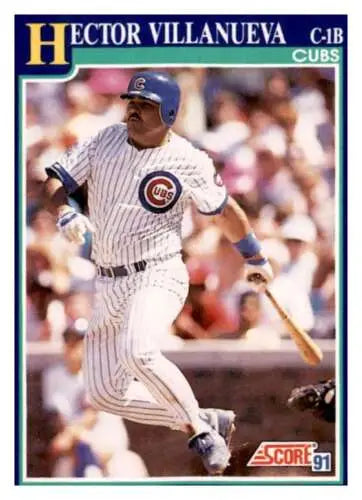 1991 Score #71 Hector Villanueva baseball card featuring original gloss and Simply Sandoval collectibles
