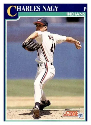 Original gloss baseball card of Charles Nagy from 1991 Score #75 simply sandoval