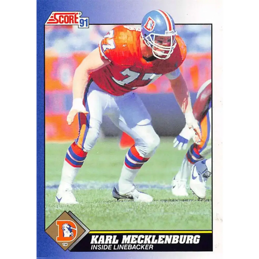 1991 Score #77 Karl Mecklenburg EX Excellent Denver Broncos Football Card - Football Card Single