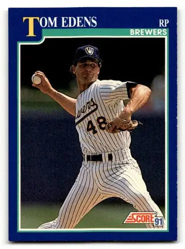 Original gloss Tom Edens Milwaukee baseball card for Edens Milwaukee Brewers collection