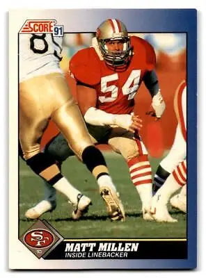 Matt Millen football card from 1991 Score showcasing trading cards collection