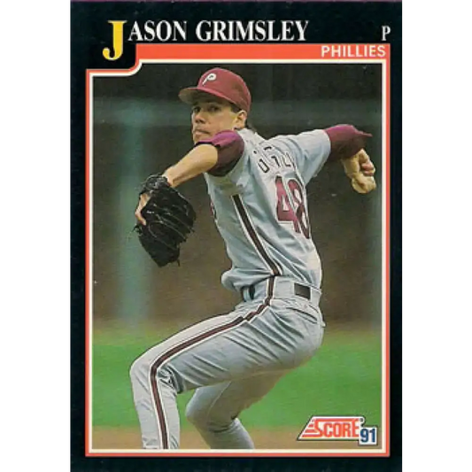 1991 Score #818 Jason Grimsley NM-MT Philadelphia Phillies Baseball Card - Baseball Card Single