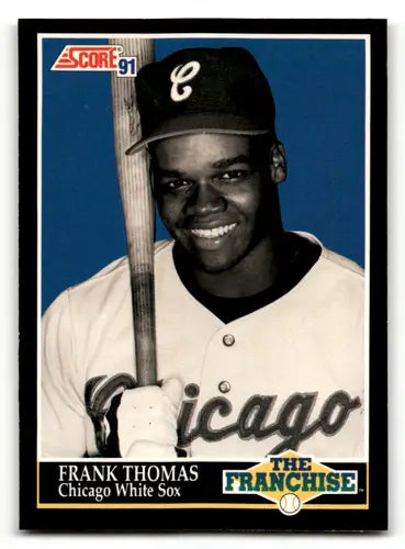 Original gloss of Frank Thomas baseball card from 1991 Score #874 featuring White Sox