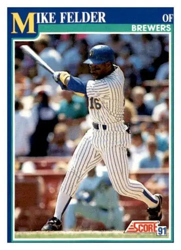 Original gloss Mike Felder baseball card from 1991 Score #97 featuring Simply Sandoval