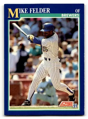 1991 Score Mike Felder Milwaukee Brewers baseball card with original gloss