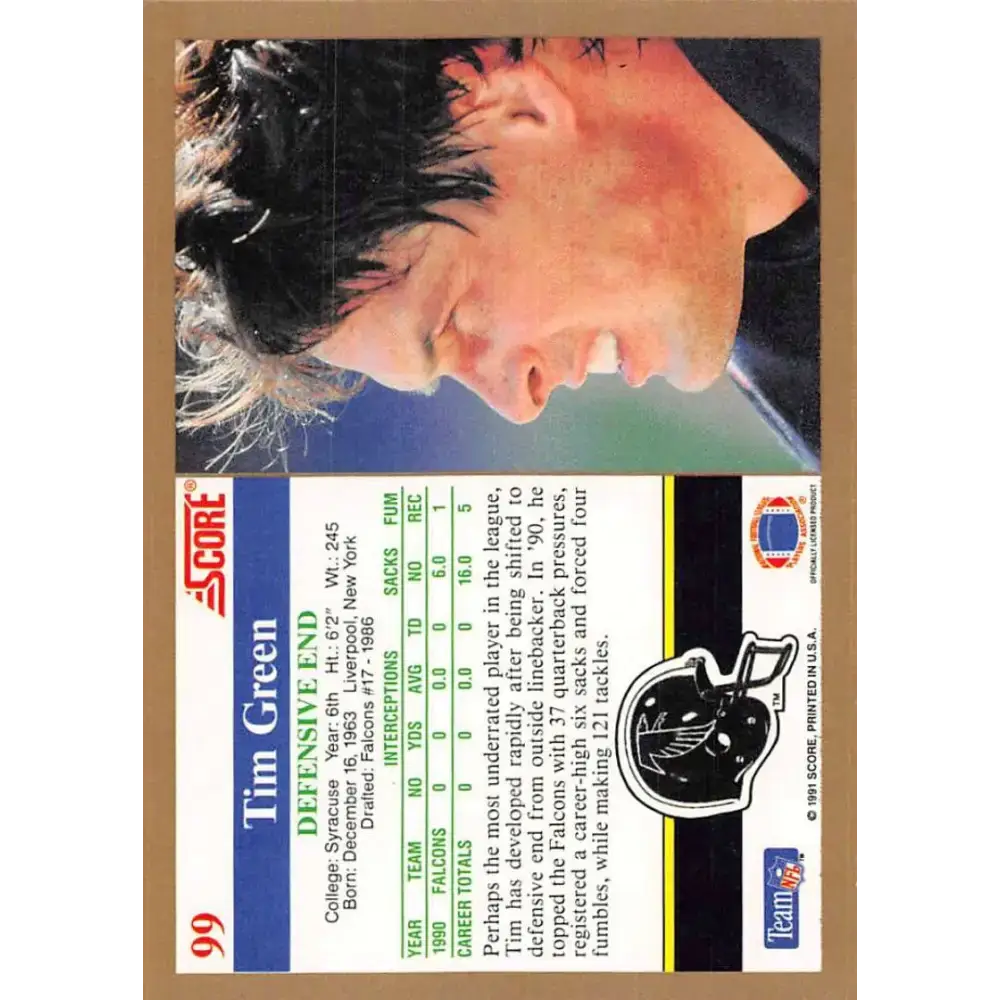 1991 Score #99 Tim Green EX Excellent Atlanta Falcons Football Card - Football Card Single