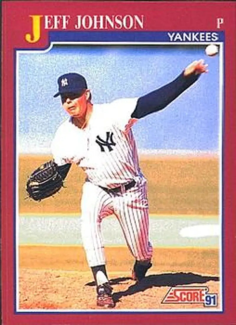 1991 Score Rookie and Traded #110T Jeff Johnson NM-MT RC Rookie New York Yankees Baseball Card - Baseball Card Single