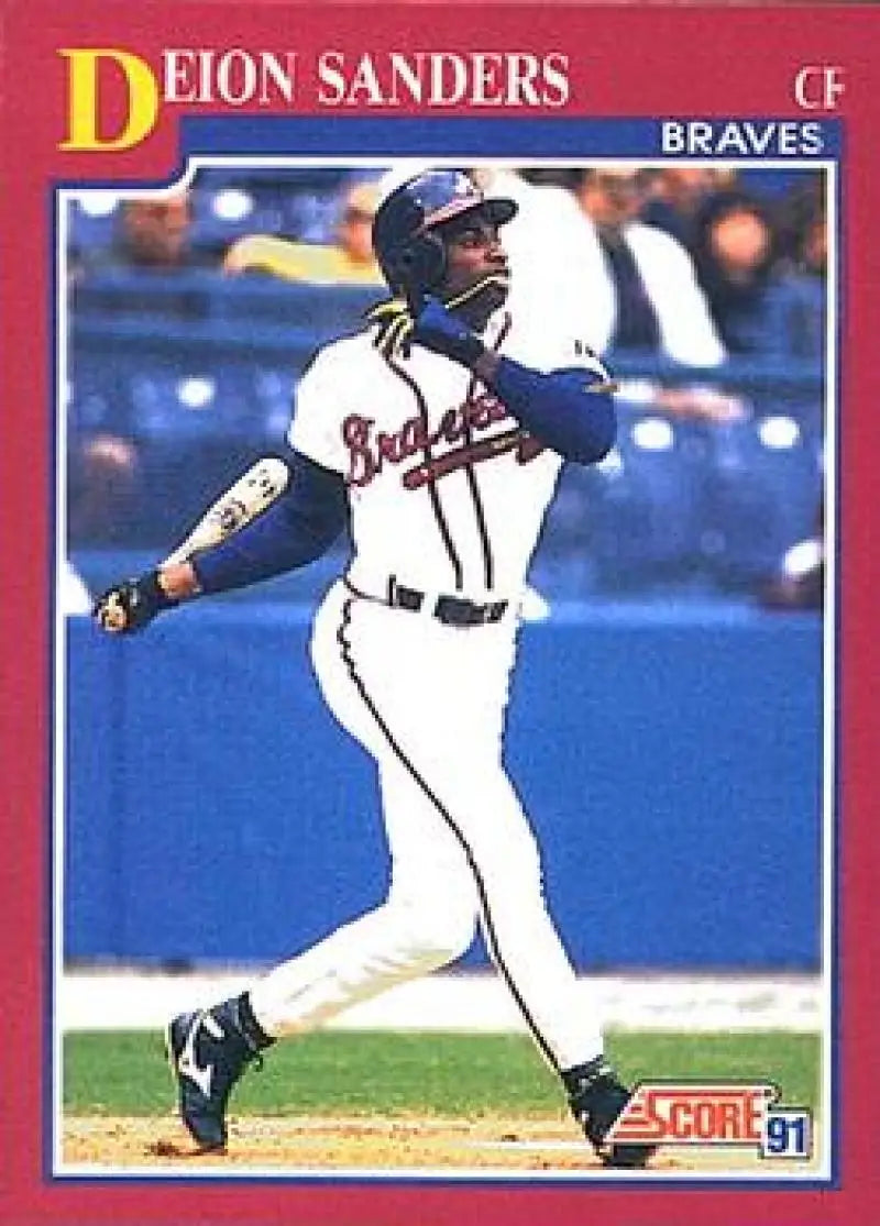 1991 Score Rookie and Traded #34T Deion Sanders NM-MT Atlanta Braves Baseball Card - Baseball Card Single