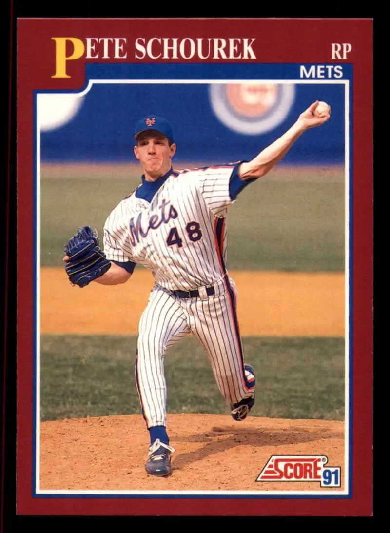 1991 Score Rookie and Traded #87T Pete Schourek NM-MT RC Rookie New York Mets Baseball Card - Baseball Card Single