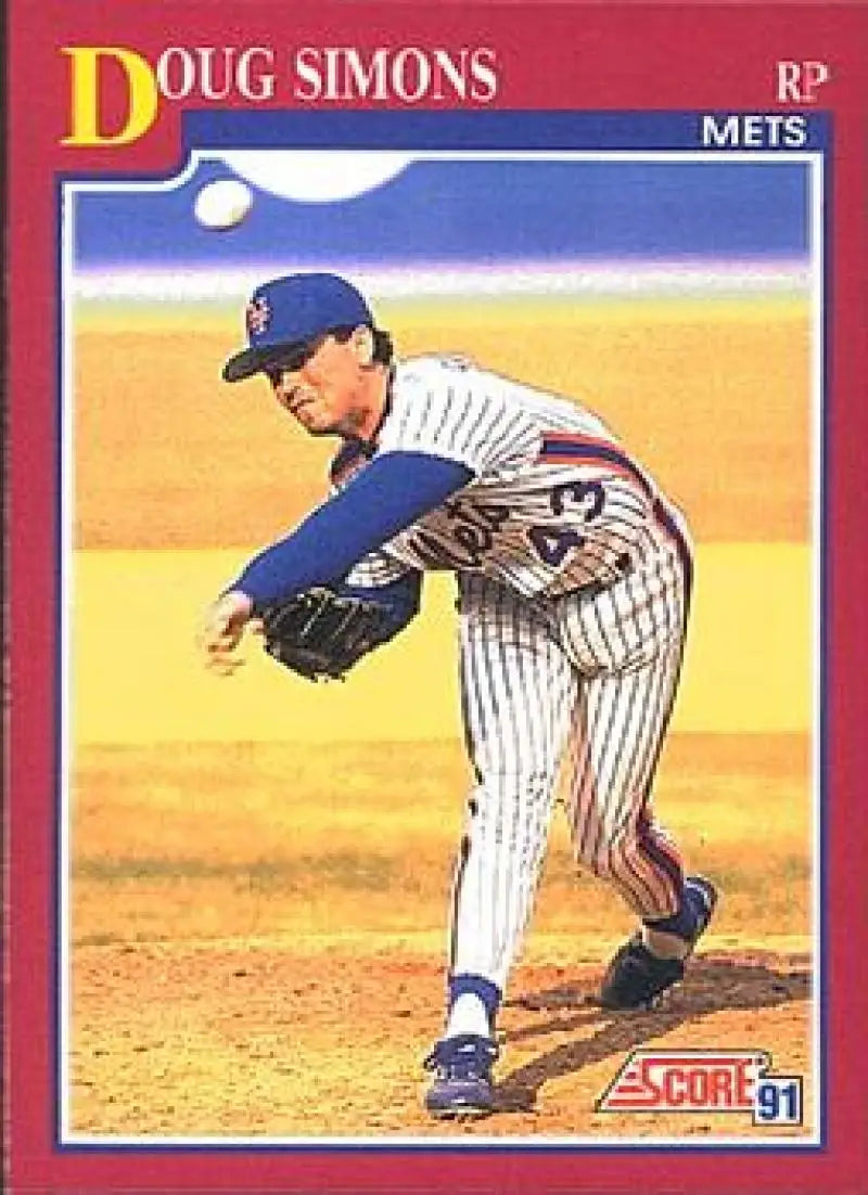 1991 Score Rookie and Traded #91T Doug Simons NM-MT RC Rookie New York Mets Baseball Card - Baseball Card Single