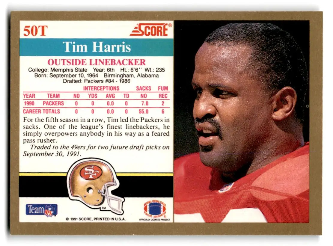 1991 Score Supplemental #50T Tim Harris - Football Card Single