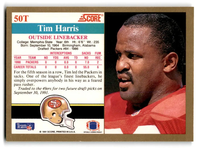 1991 Score Supplemental #50T Tim Harris - Football Card Single