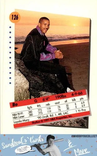 Original gloss basketball trading card of Bo Kimble from 1991 SkyBox series