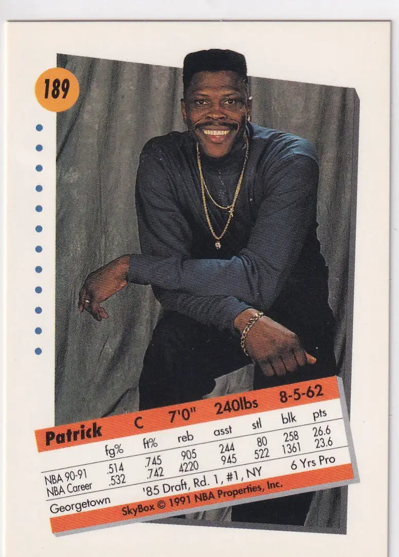 1991 SKYBOX #189 PATRICK EWING- NEW YORK KNICKS - Basketball Card Single