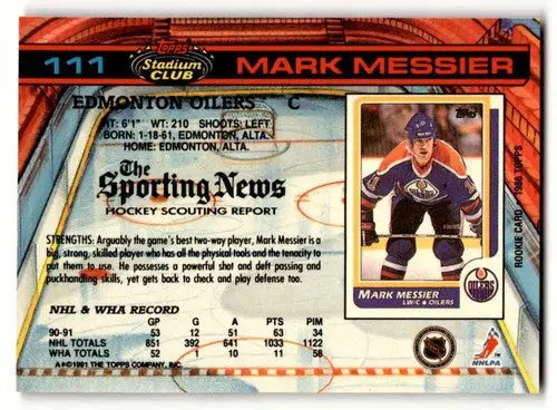 Original gloss 1991 Stadium Club Mark Messier hockey card near mint or better