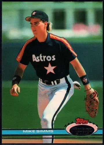 1991 Stadium Club Mike Simms baseball card with original gloss and rookie features