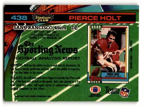 1991 Stadium Club #438 Pierce Holt San Francisco 49ers Football Card ID:60238 - Football Card Single