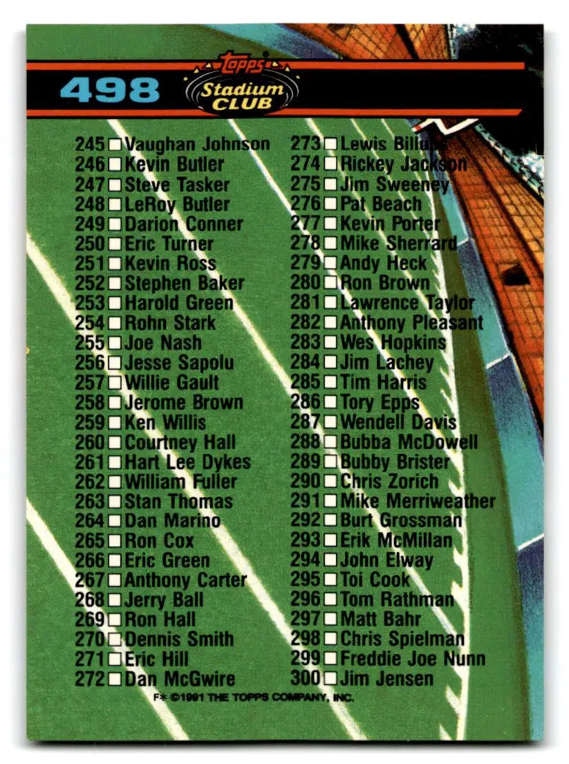 1991 Stadium Club #498a Checklist: 201-300 - Baseball Card Single