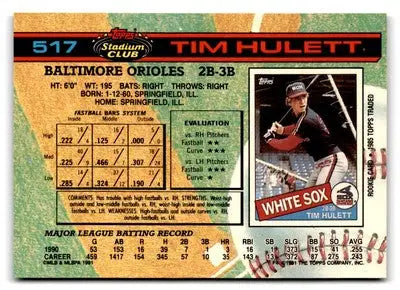 Tim Hulett baseball card from 1991 Stadium Club #517 trading cards collection