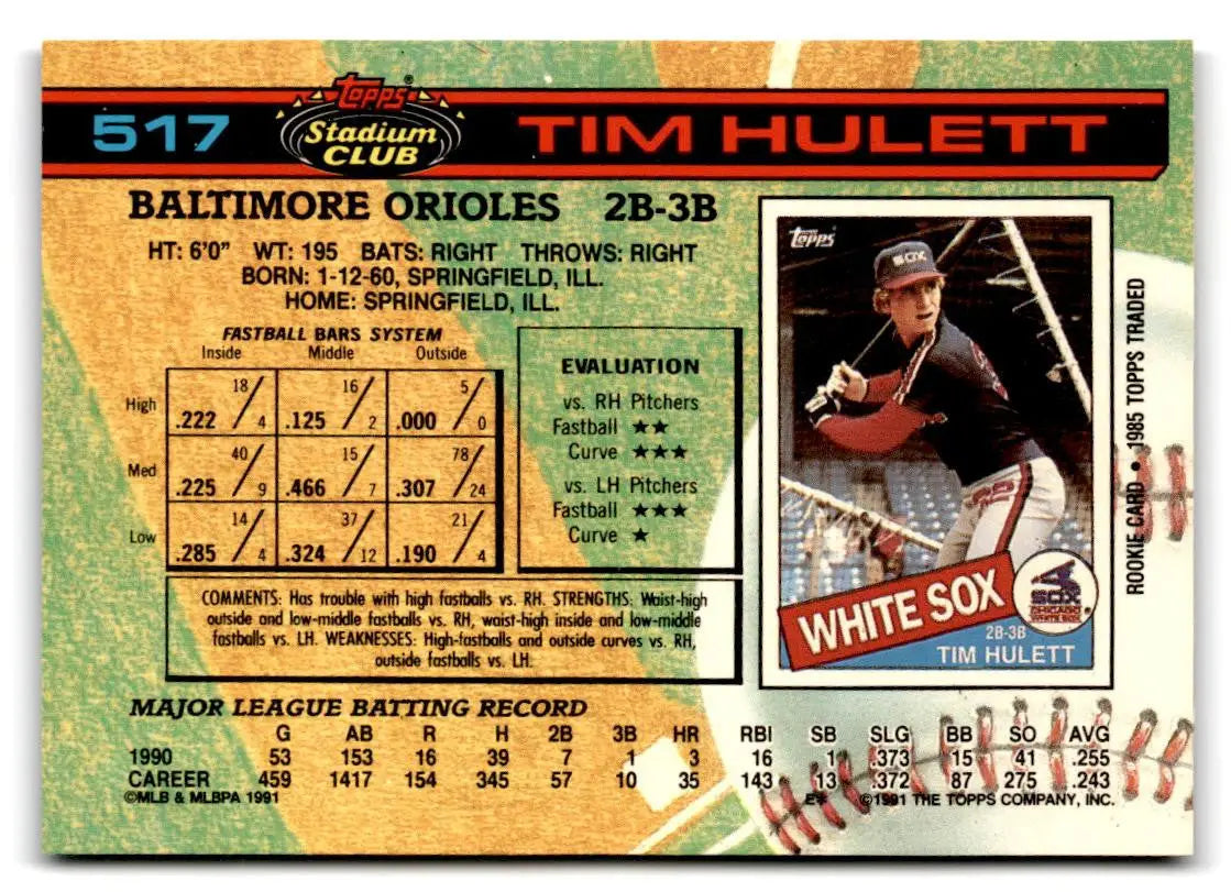 Tim Hulett 1991 Stadium Club #517 baseball trading card for collectors